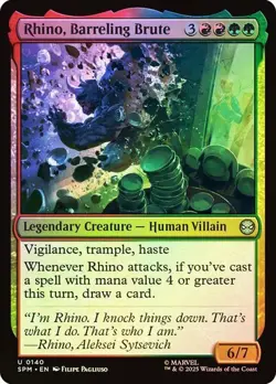 NM Foil Rhino, Barreling Brute, MTG, Marvel's Spider-Man, Magic, 140 - Image 1