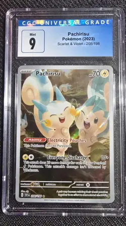 Pokemon TCG Pachirisu Holo Card 208/198 Scarlet & Violet Illustration Rare CGC 9 - Image 1