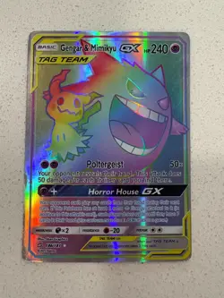 Gengar & Mimiku GX Pokemon Card Rainbow 186/181 - Image 1