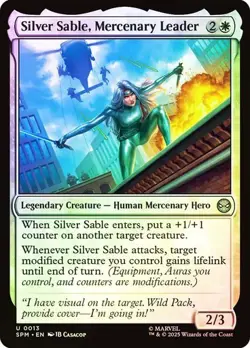 NM Foil Silver Sable, Mercenary Leader, MTG, Marvel's Spider-Man, Magic, 13 - Image 1