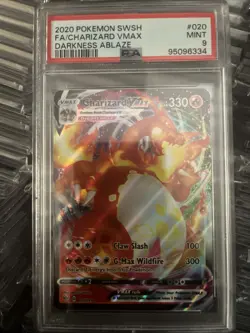 2020 Pokemon SWSH FA/Charizard VMAX Darkness Ablaze Psa 9 - Image 1