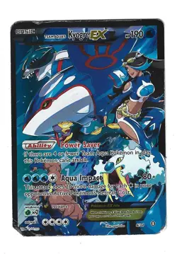 HEAVILY DAMAGED Pokemon Team Aqua's Kyogre EX 6/34 Double Crisis - Image 5