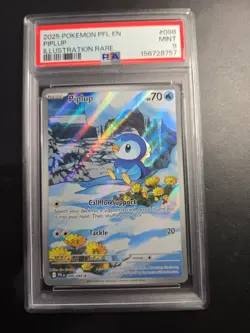 2025 Piplup 098/094 Pokemon Illustration Rare Phantasmal Flames PSA 9 - Image 1