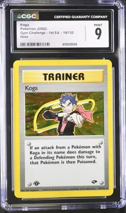 CGC 9 MINT Koga 19/132 Holo 1st Edition 2000 Pokemon Gym Challenge Pop 89 - Image 1