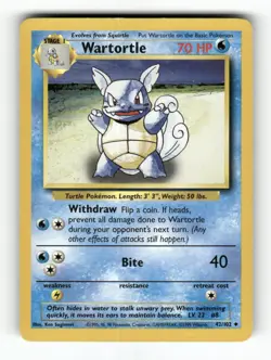 Wartortle - 42/102 - Base Set Unlimited - Pokemon - Uncommon - MP - Image 1