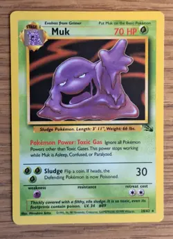 Pokemon TCG Muk Non Holo Rare Fossil 28/62 - Image 1