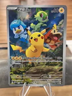 Pokemon Pikachu 027 Adventuring Together Promo Holo Full Art Sv Scarlet Violet - Image 1