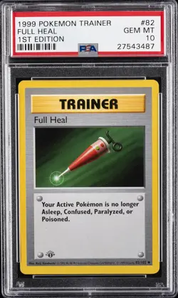 1999 POKEMON GAME 1ST ED #82 FULL HEAL PSA 10 - Image 1