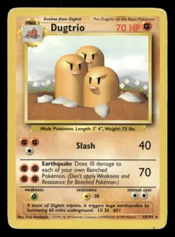 Dugtrio 19/102 Base Set Unlimited HP/DMG Pokemon - Image 1