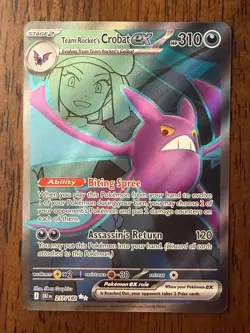 Team Rocket's Crobat ex 217/182 Pokemon Destined Rivals - ULTRA RARE NM - Image 1
