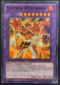 Yugioh Elemental Hero Inferno 1st Edition Super Rare LCGX-EN076 NM - Image 1