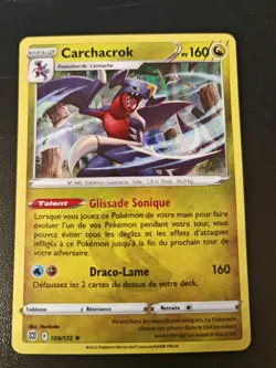 Carte Pokemon CARCHACROK 109/172 Holo Epee et Bouclier 9 EB09 FR NEUF - Image 1