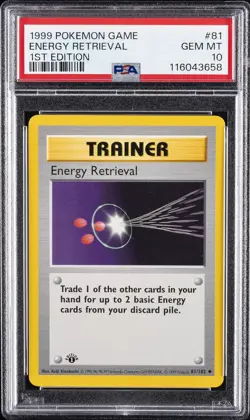 1999 POKEMON GAME 1ST ED #81 ENERGY RETRIEVAL PSA 10 - Image 1