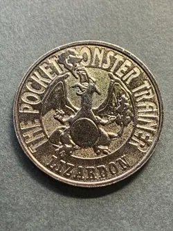Charizard NO.006 Pokemon Battle Coin Medal 1997 Japanese Pokemon RARE Grey - Image 3
