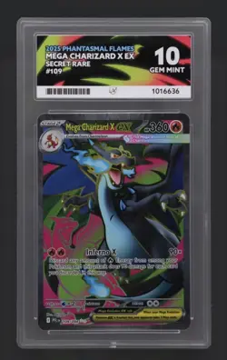 Pokemon TCG Mega Charizard X EX 109/094 Phantasmal Flames Mega Stack Rare ACE 10 - Image 1