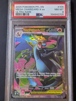 PSA 8 Pokemon TCG Mega Charizard X ex Ultra Rare Me02 Phantasmal Flames 109/094 - Image 1