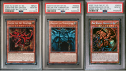 PSA 10 Egyptian God Card Trio Ra Slifer Obelisk SBCB Secret Yu-Gi-Oh! - Image 1