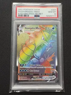 PSA 10 Gyarados VMAX Rainbow Secret Rare Evolving Skies Pokemon Card 207/203 - Image 1