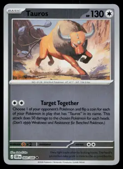 Tauros Uncommon Reverse Holo Chaos Rising ME04 069/086 Pokemon NM 2026 - Image 1