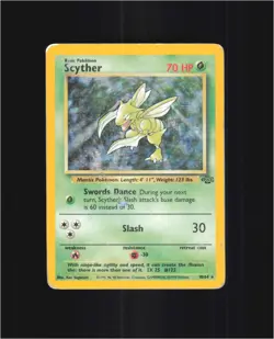 Scyther 10/64 Holo Rare Jungle Pokemon Unlimited Holo Damaged - Image 1