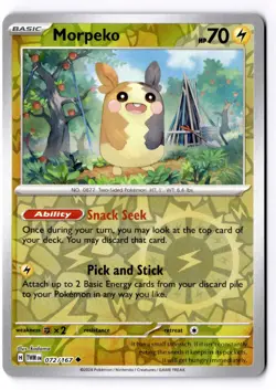 Morpeko 072/167 Reverse Holo Uncommon Twilight Masquerade Pokemon NM - Image 1