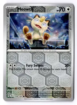 Meowth 048/064 Reverse Holo Common Shrouded Fable Pokemon NM - Image 1