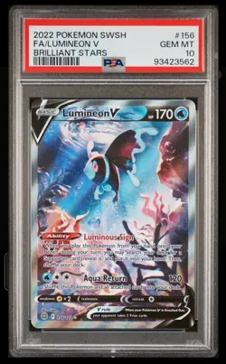2022 POKEMON SWORD & SHIELD BRILLIANT STARS #156 FULL ART/LUMINEON V PSA 10 - Image 1