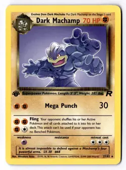 Dark Machamp 27/82 1st Edition Rare Team Rocket Pokemon LP - Image 1