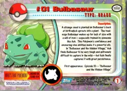 1999 Topps Pokemon Blue Logo Bulbasaur - Image 2