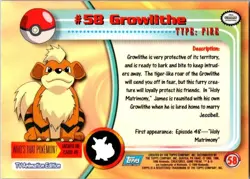 1999 Topps Pokemon Blue Logo Growlithe - Image 2