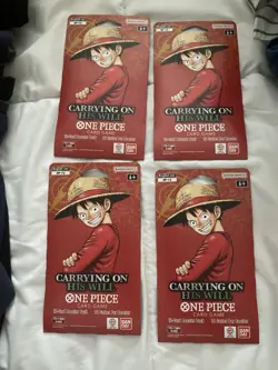Sealed One Piece Carrying On His Will OP-13 Sleeved Booster Packs Lot Of 4 - Image 1