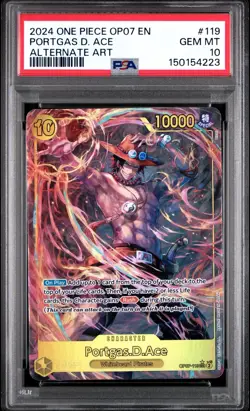 2024 ONE PIECE OP07-500 YEARS IN THE FUTURE ALTERNATE ART PORTGAS D. ACE PSA 10 - Image 3