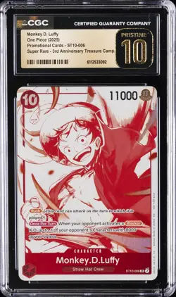 2025 ONE PIECE #ST10-006 MONKEY D. LUFFY CGC 10 PRISTINE - Image 1