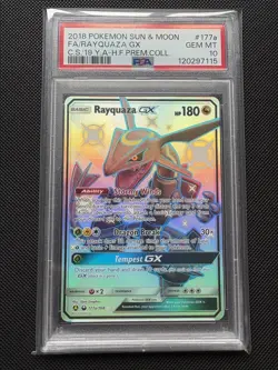 PSA 10 Rayquaza GX 177a/168 Hidden Fates Premium Collection Pokemon Card - Image 1