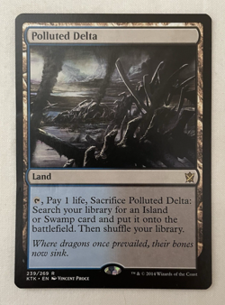 1x Polluted Delta Khans of Tarkir MTG Magic the Gathering (Damaged ring Marks) - Image 1