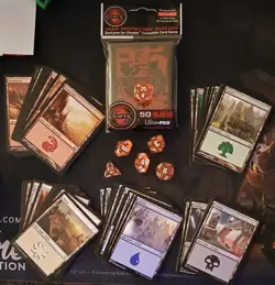 Magic the Gathering MTG Draft & Sealed Kit Lands Dice D20 Sleeves Protectors - Image 1