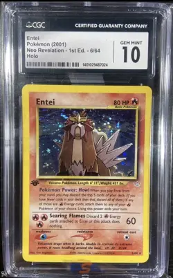 Pokemon Entei Neo Revelation 1st Edition Holo CGC 10 Gem Mint - Image 1