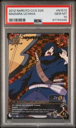 PSA 10 2012 NARUTO CCG CARD SERIES 26: AVENGER'S WRATH #N1512 MADARA UCHIHA - Image 1