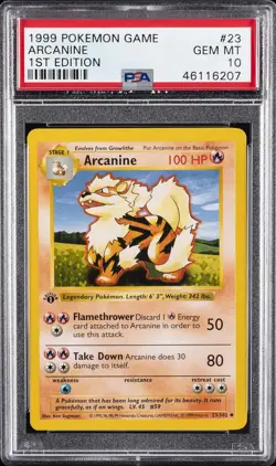 1999 POKEMON GAME 1ST ED #23 ARCANINE PSA 10 - Image 1