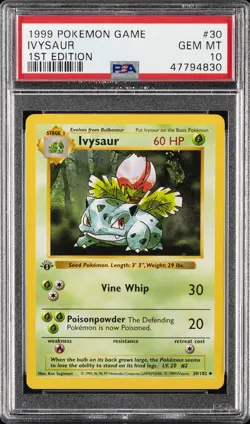 1999 POKEMON GAME 1ST ED #30 IVYSAUR PSA 10 - Image 1