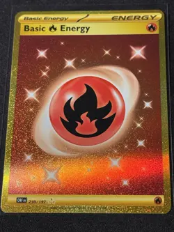 Basic Fire Energy 230/197 Obsidian Flames hyper rare gold pokemon tcg NM - Image 2