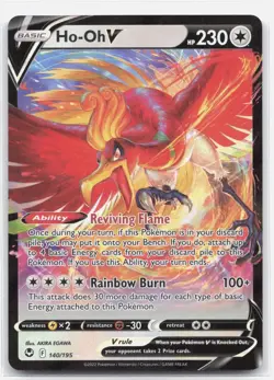 Ho-Oh V 140/195 - Holo V Rare Silver Tempest Pokemon Holo NM Sword Shield - Image 1