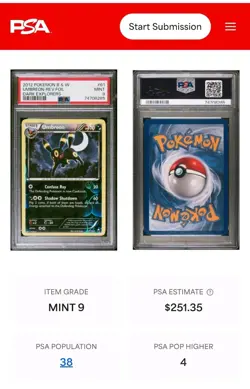 Umbreon 61/108 Dark Explorers Reverse Holo Pokemon 2012 PSA 9 Low pop 37 🌙 - Image 4