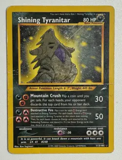 Shining Tyranitar 113/105 Holo Heavily Played Neo Destiny 2002 Pokemon TCG Card - Image 1