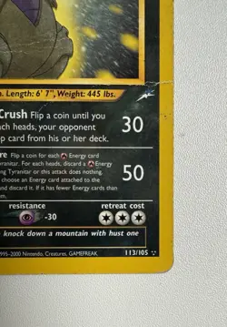 Shining Tyranitar 113/105 Holo Heavily Played Neo Destiny 2002 Pokemon TCG Card - Image 4