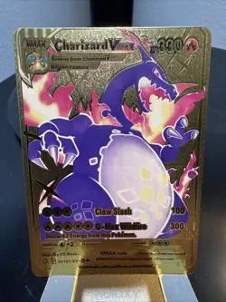 Pokemon Gold Foil Fan Art Charizard VMAX Gigantamax SV107/SV122 Display Card NM - Image 1