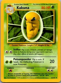 Kakuna 33/102 Uncommon Base Set Unlimited Pokemon Lightly Played - Image 2