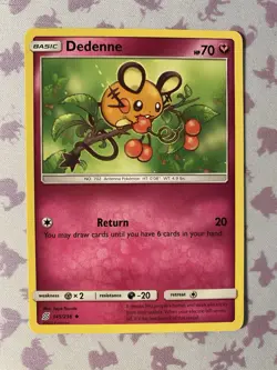 Pokemon TCG - Dedenne 145/236 Unified Minds Regular Uncommon, LP - Image 1