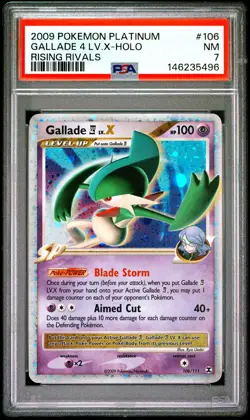 2009 Pokemon Platinum Rising Rivals Gallade 4 Lv X #106 PSA 7 - Image 1