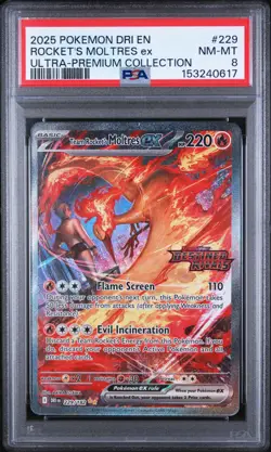 Pokemon PSA 8 Rocket's Moltres Ex Dri En Destined Rivals STAMPED 229 - Image 1